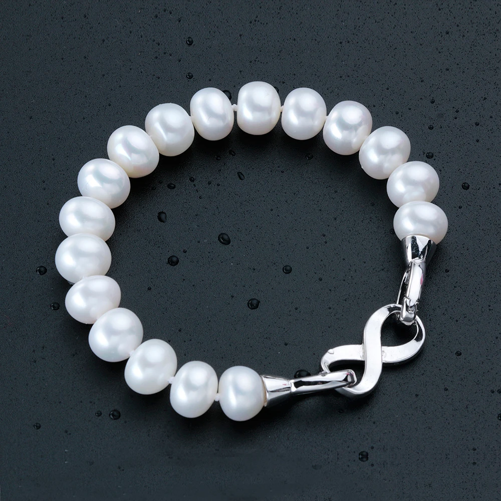 Классический очаровательный браслет для женщин настоящий из пресноводного