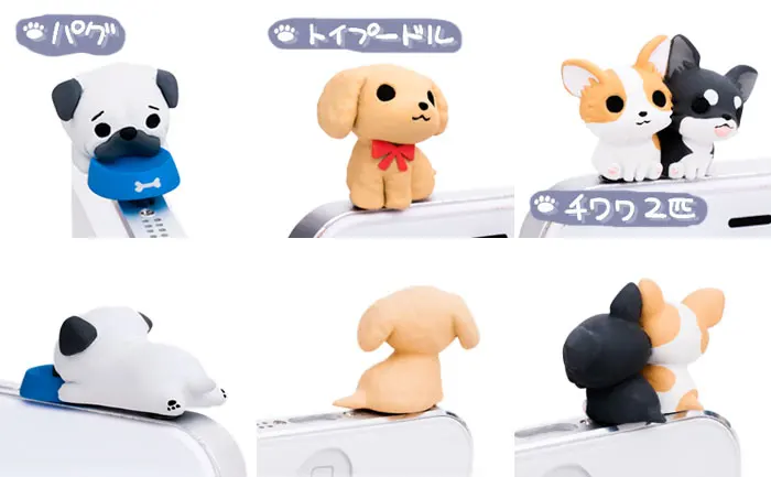 

DHL free shipping kawaii original quality dachshund Niconico Dog Anti dust plug for cell phone cute anime ear jack earphone cap