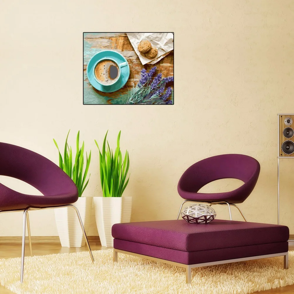 Бескаркасный кофе DIY Цифровая краска для масляной краски по номерам холст