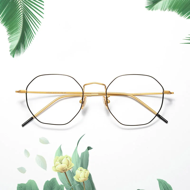 Чистый титан полигон ретро очки оправа женский Нерегулярные восьмиугольная