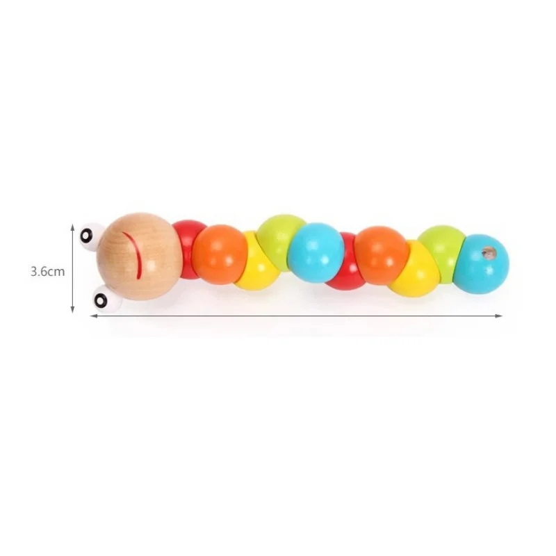 Wooden Caterpillar Toy Puzzle Baby Magical Insect Child Variety Twist-colored Toys Educational Kids Twisting Worm | Игрушки и хобби