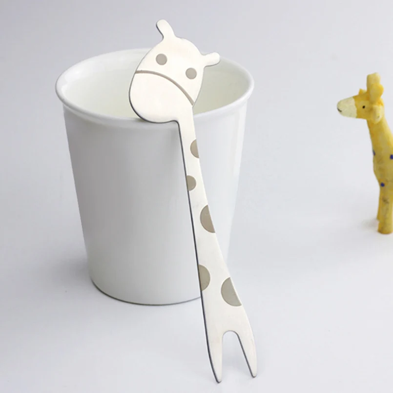 1 шт. мультфильм форма жирафа фруктовые вилки столовые приборы для закусок из