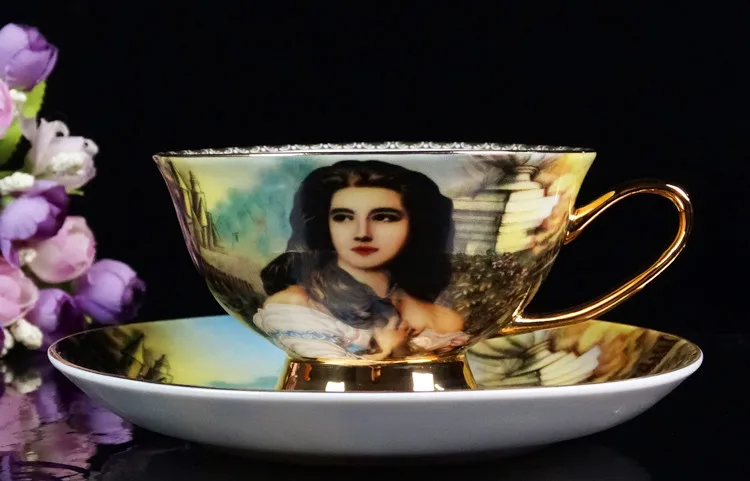 Retro Palace European bone china coffee cup saucer high-grade British ceramic cup afternoon tea mug saucer set Queen's Cup CL092