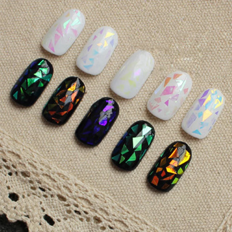 

5 piece 3D Holographic Starry Sky Glitter Foils Finger Nail Art Mirror Stickers Glitter Stencil Decal DIY Manicure Design Tools