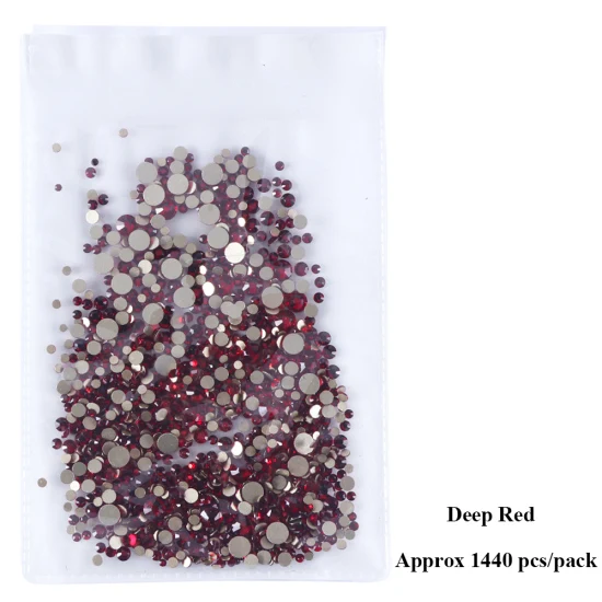 Deep Red 1440 шт смешанных размеров Стразы для ногтей для маникюра с плоской задней стороной Алмазная форма Кристальные блестящие камни для дизайна ногтей украшения Драгоценные камни TR1015 - Цвет: Deep Red