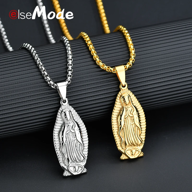 ELSEMODE ожерелье с подвеской Дева Мария из нержавеющей стали | Украшения и