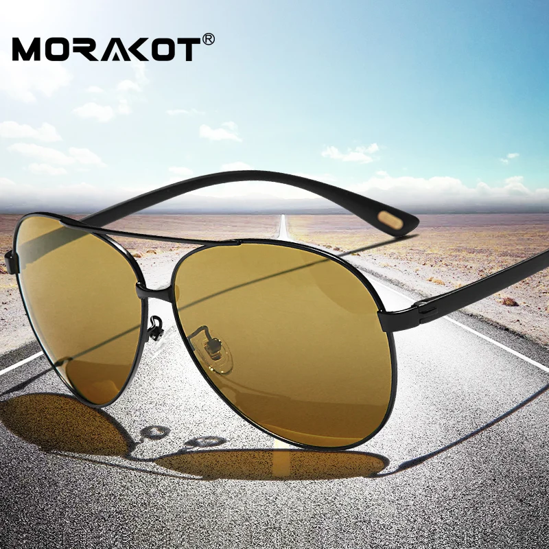 

Мужские солнцезащитные очки с поляризацией MORAKOT, солнцезащитные очки с желтыми линзами для вождения в дневное и ночное время, P008017