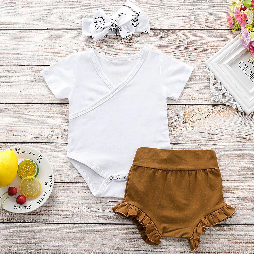 Комплект одежды для новорожденных девочек однотонный комбинезон мальчиков +