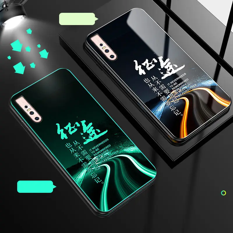 J Светящийся чехол для телефона vivo V15 Pro Чехол светящийся закаленное стекло задняя крышка для vivo V15 Pro S1 Pro чехол силиконовый чехол - Цвет: J
