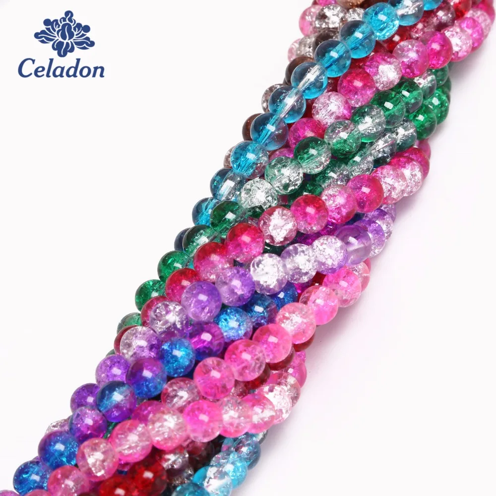 Новые стеклянные бусины 10 цветов 50 шт. 8 мм отверстие 1 двухцветные хрустальные с