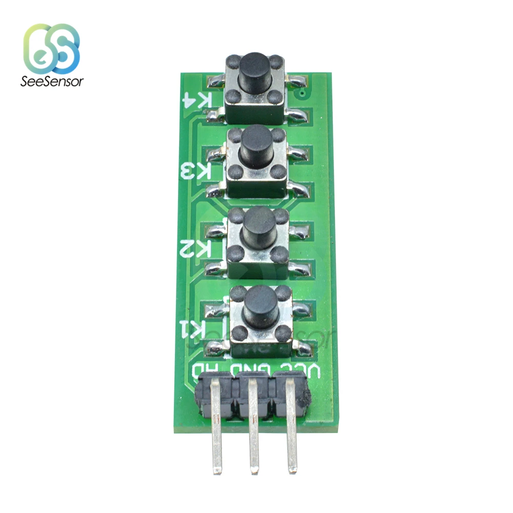3-12V KC11B04 4 Key Analog Buttons AD Keypad Board ADC Port Keyboard for Arduino MEGA2560 Breadboard | Инструменты