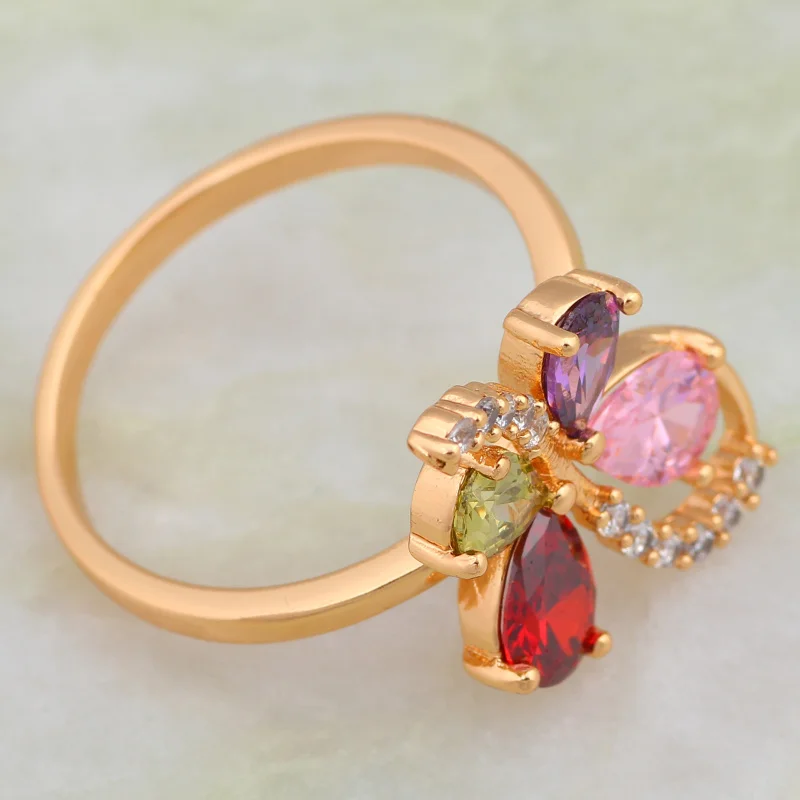 Новинка Лидер продаж Jewellery циркония кольца для девочек желтое золото разных