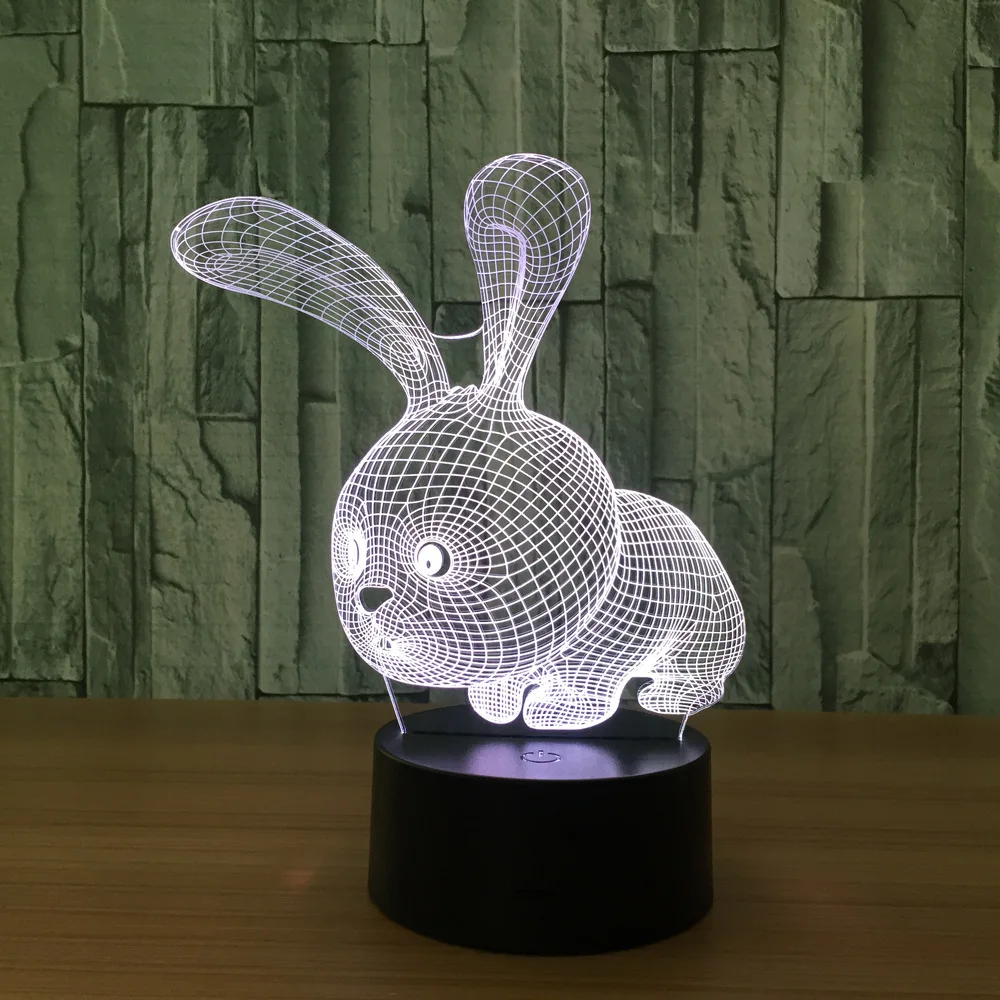 Brand New Lovely 3D Rabbit Shape Lamp LED Atmosphere Light with Switch Button as Children Holiday Gifts Best Baby Slee | Освещение