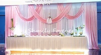 white wedding backdrop with baby pink swags luxury wedding decoration