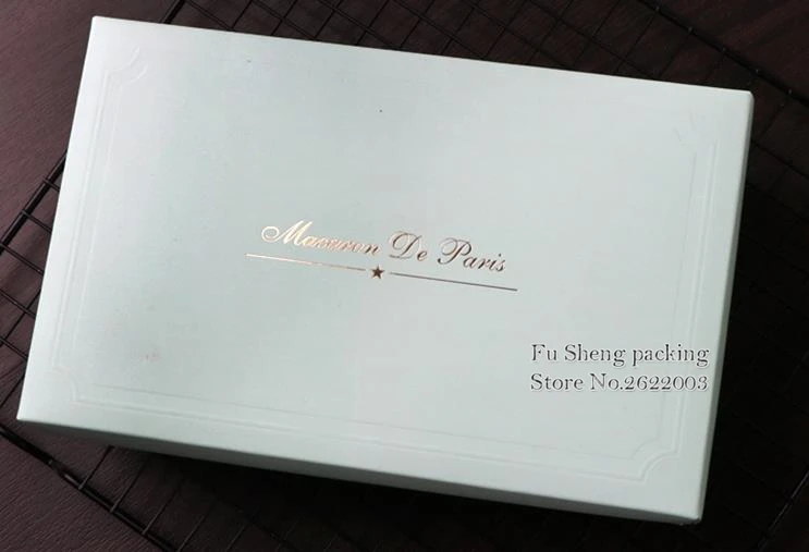 100 шт./лот бумажная коробка для макарон с горячим тиснением бронзирования шоколад
