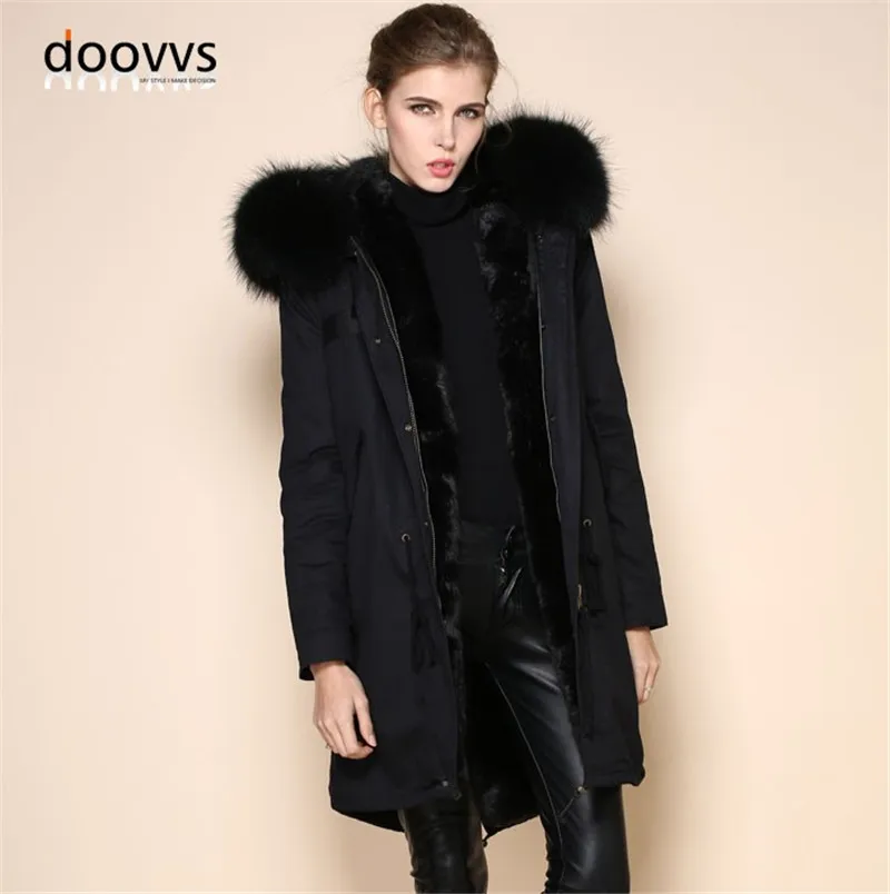 Модная черная парка из искусственного меха Женская нейтральная зимние пальто с