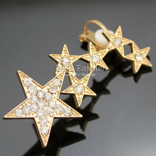 Блоггер Fav съемка звезда кристалл инкрустация уха Запонки шпилька обертывание