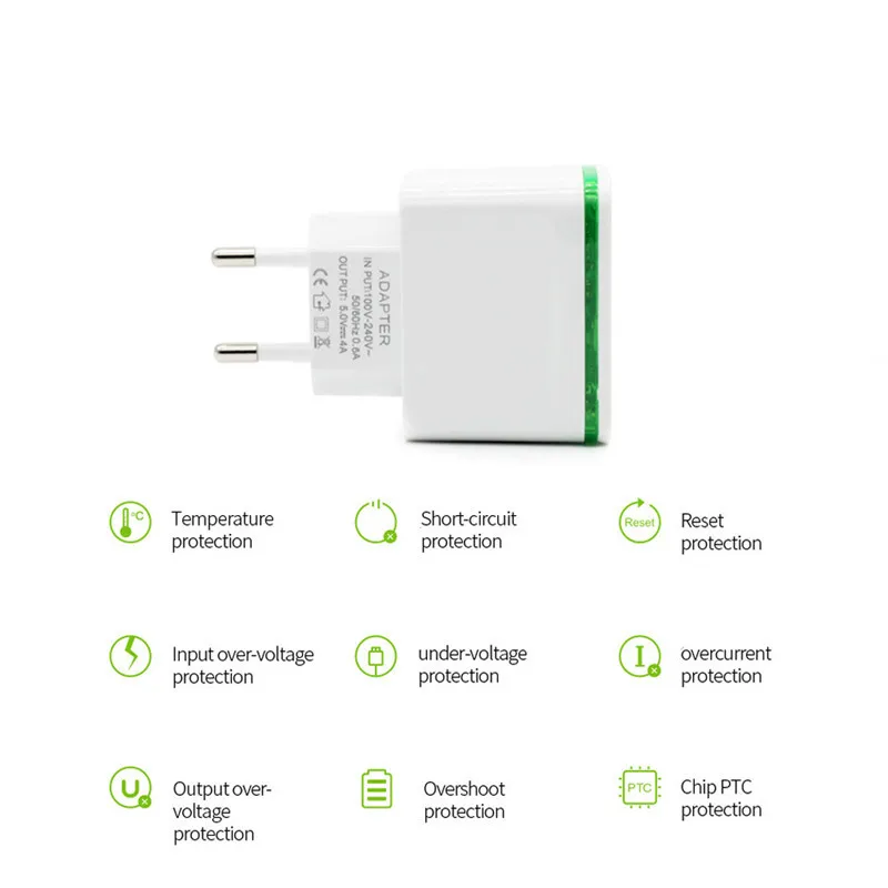 Хорошее 5 в 4 а универсальное 4 порта USB зарядное устройство с европейской вилкой для samsung iPhone iPad Xiaomi huawei планшетов дорожное настенное зарядное устройство адаптер питания