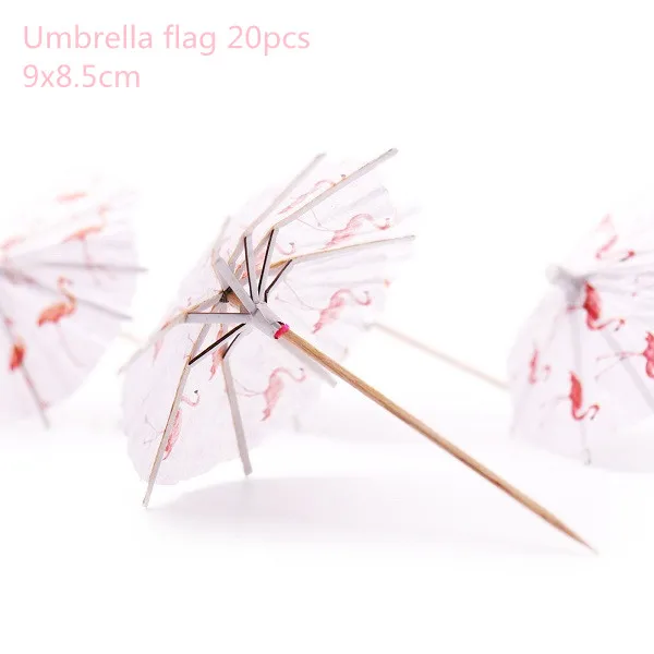 Umbrella flag Фламинго одноразовая посуда для вечеринки бумажные чашки пластины салфетки флаг пластиковая соломинка Гавайи вечерние Дети Декор для вечеринки в честь Дня рождения поставки - Цвет: Umbrella flag