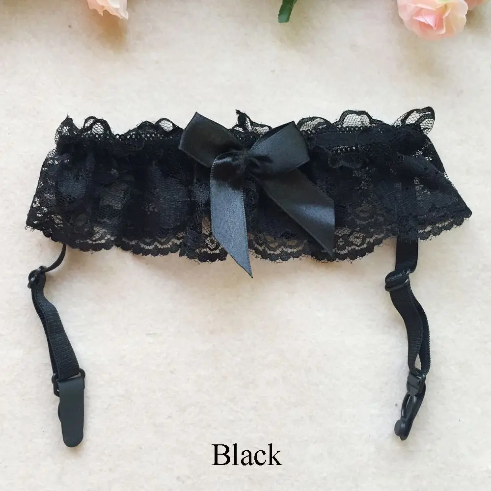 black 1 шт., для женщин, девочек, для ног, подвязки, пояс на подвязках, полый, бандаж, сексуальное, эластичное, кружевное, с цветочным рисунком, с бантом, для свадебной вечеринки, свадебное белье, косплей - Цвет: black
