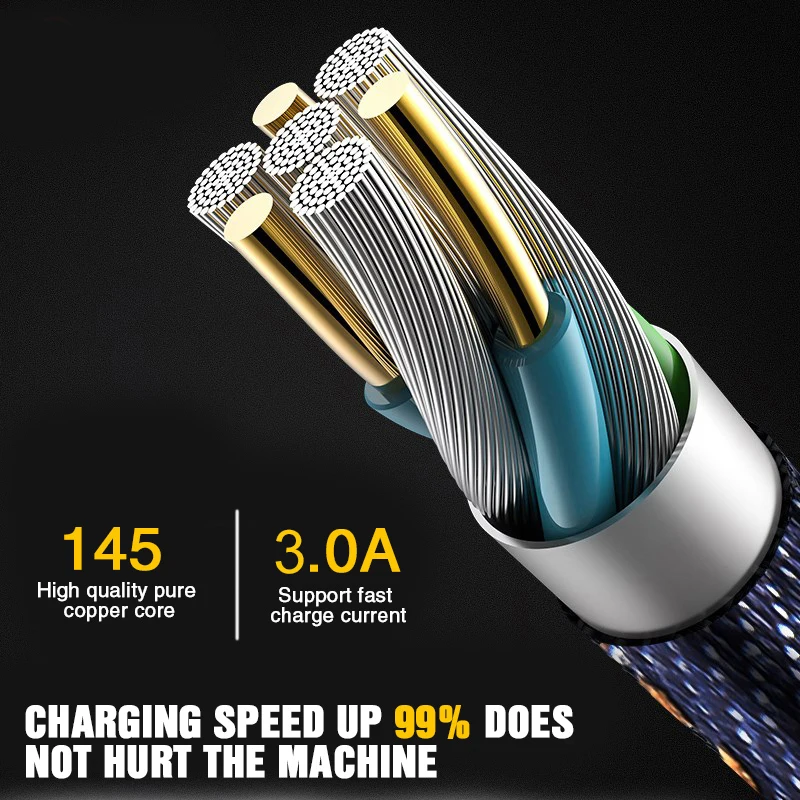 3а 1 м 2 м type-C Micro USB кабель из цинкового сплава плоский ультра прочный кабель передачи данных для samsung Xiaomi huawei Microusb шнур