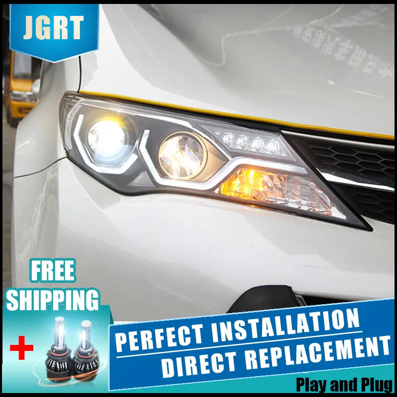 2 шт. светодиодный головной светильник s для Toyota RAV4 2013 2015 Автомобильный с двойной