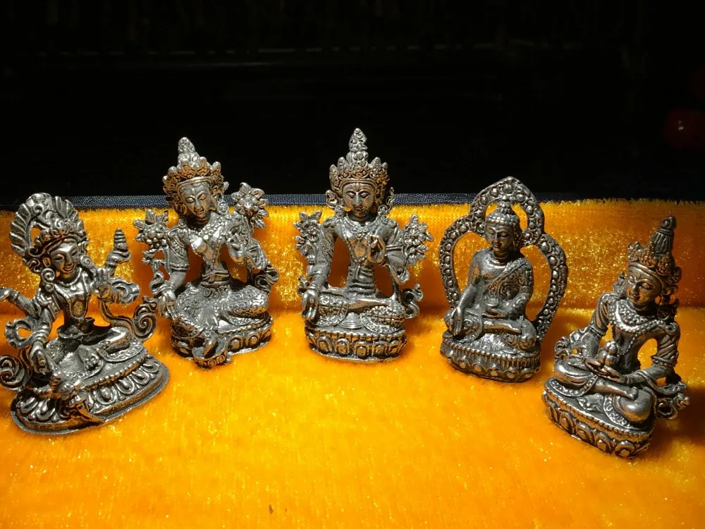 The latest style collection exquisite sculpture small inch Buddha alloy gilded silver bronze statue free shipping | Дом и сад