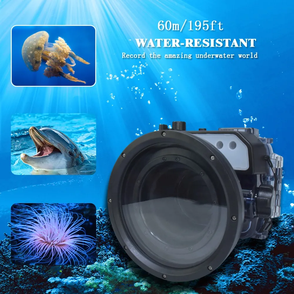 

Seafrogs 60m/195ft Diving Camera Underwater Waterproof Housing Case for Sony RX100 VI Mark 6 Camera