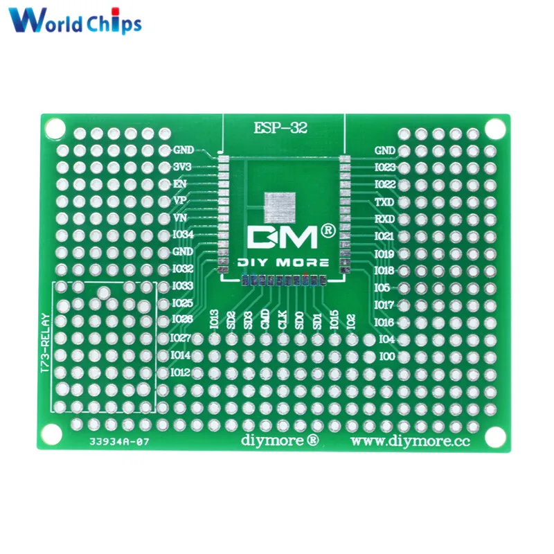 5X7CM Double Side Prototype PCB Breadboard Universal Board For Arduino R3 ESP8266 WIFI ESP-12F ESP-12E ESP32S ESP32 50x70mm