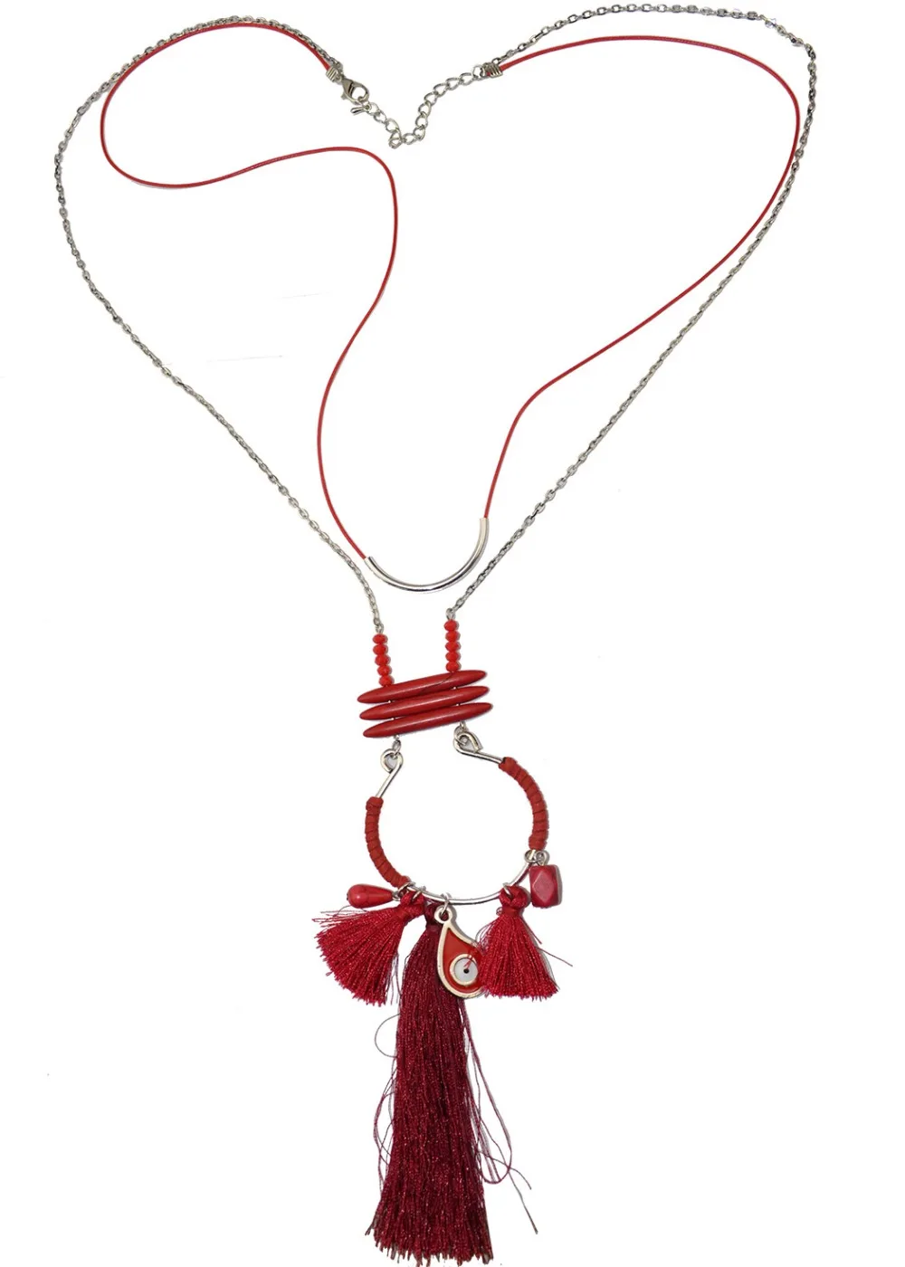korean Fashion silver plated multiple rope chain turquoise long pendant necklace flower shape inlay gem stone dangle earrings | Украшения и