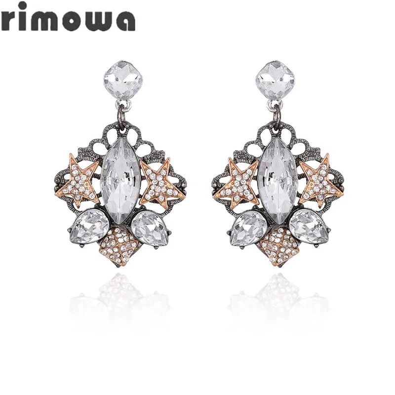 RIMOWA 2017 New Fashion Jewelry Earrings For Women Retro Crystals Stars Flower Dangle Water Drop Earring PE114 | Украшения и