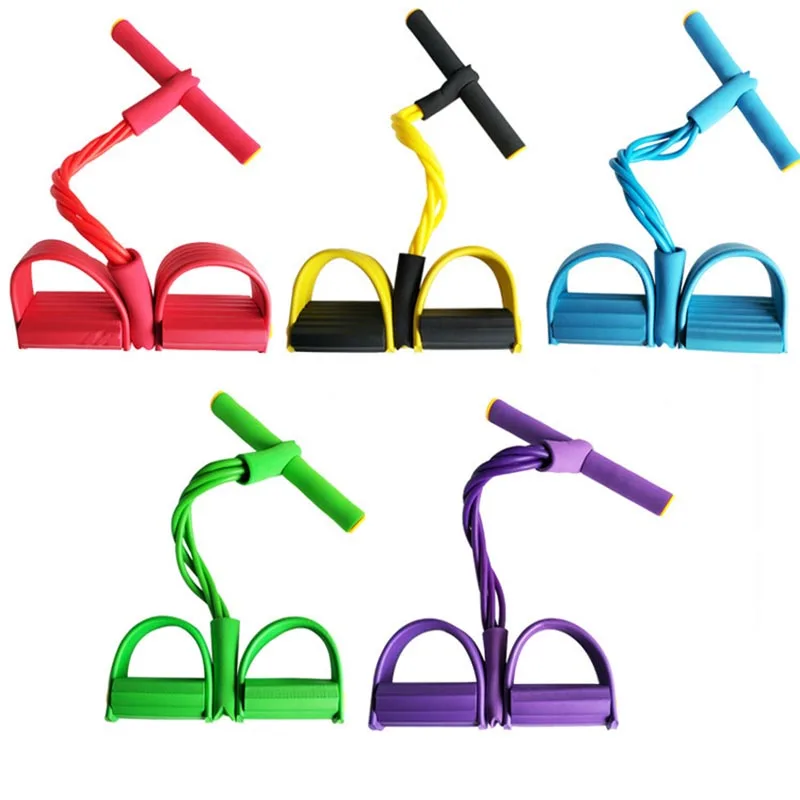 Фитнес 4 трубчатые Эспандеры Педальный Тренажер сидячий тренажер тянущаяся