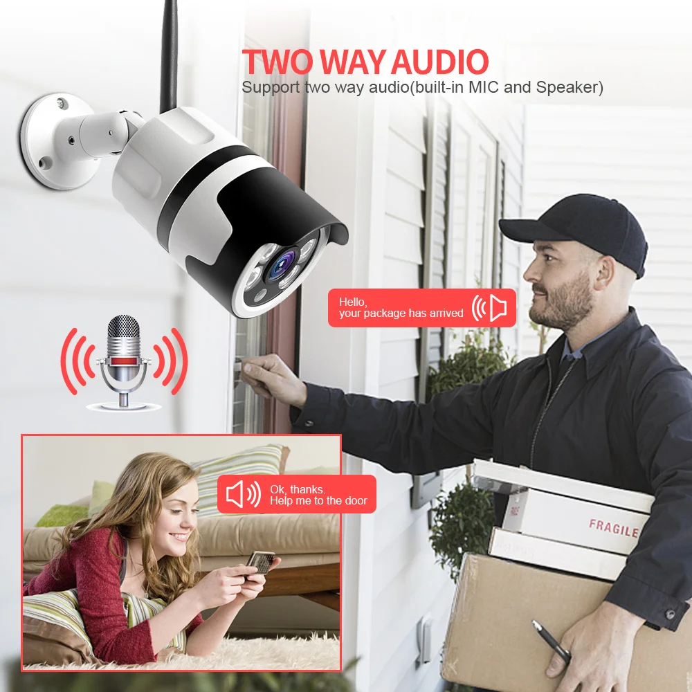 HD 1080P 5MP Bullet WiFi IP камера ONVIF беспроводная уличная камера ночного видения 20 м CCTV камера безопасности двухсторонняя аудио сигнализация P2P CamHi