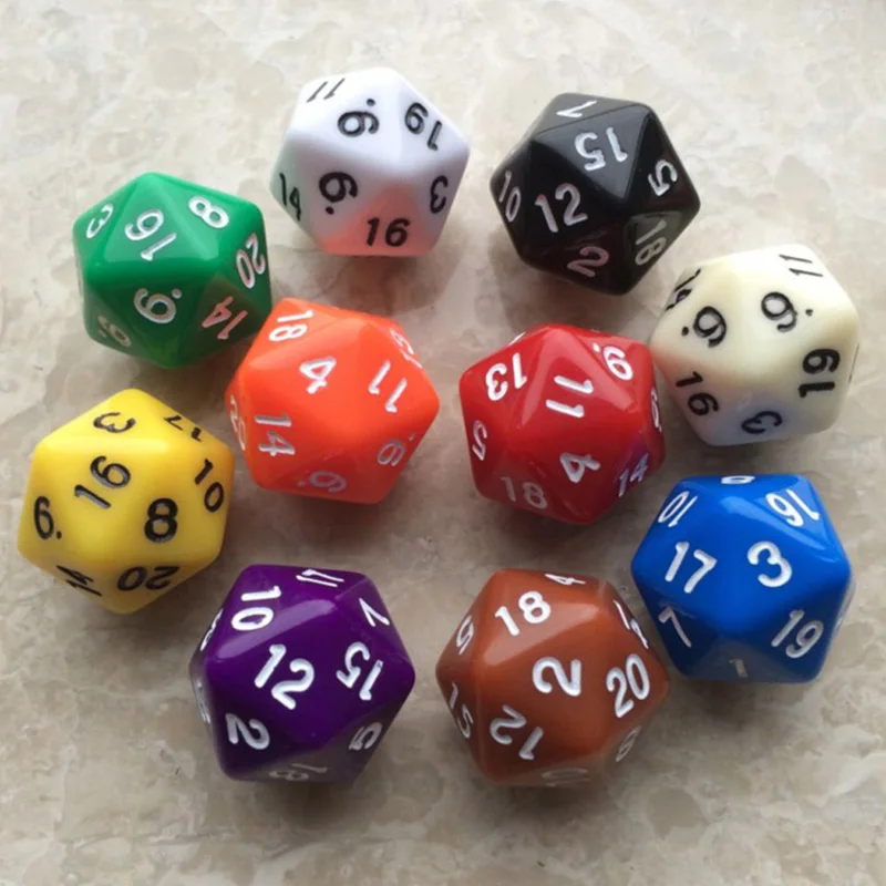 6 шт./компл. D20 многогранные игры игральная кость двадцать кубика номер 1-20 для ролевой игры