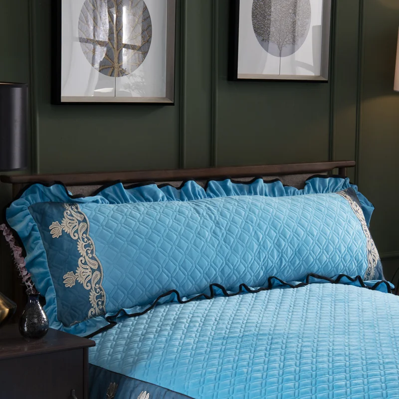 European Luxury Pillow Case for Bed Thick Cotton Cover with Embroided Lace Edge Twin Queen King Size Available | Дом и сад