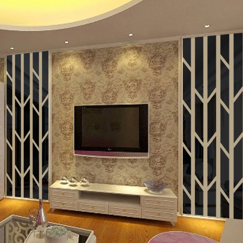 3D геометрические акриловые зеркальные настенные наклейки украшение для