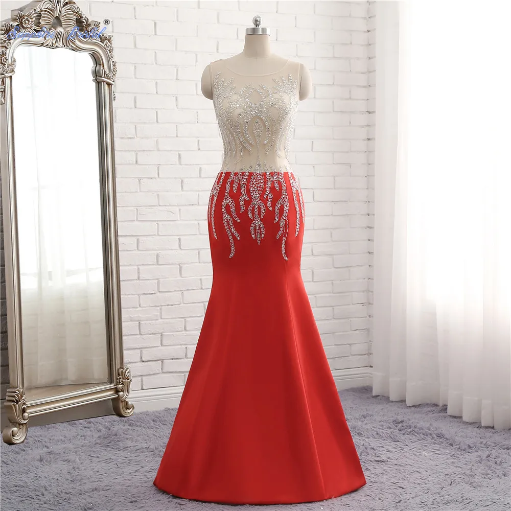 

Sapphire Bridal Sexy Mermaid Floor-length Evening Dress 2019 Vestido De Fiesta See Through Sequin Formal Dress Evening Gown