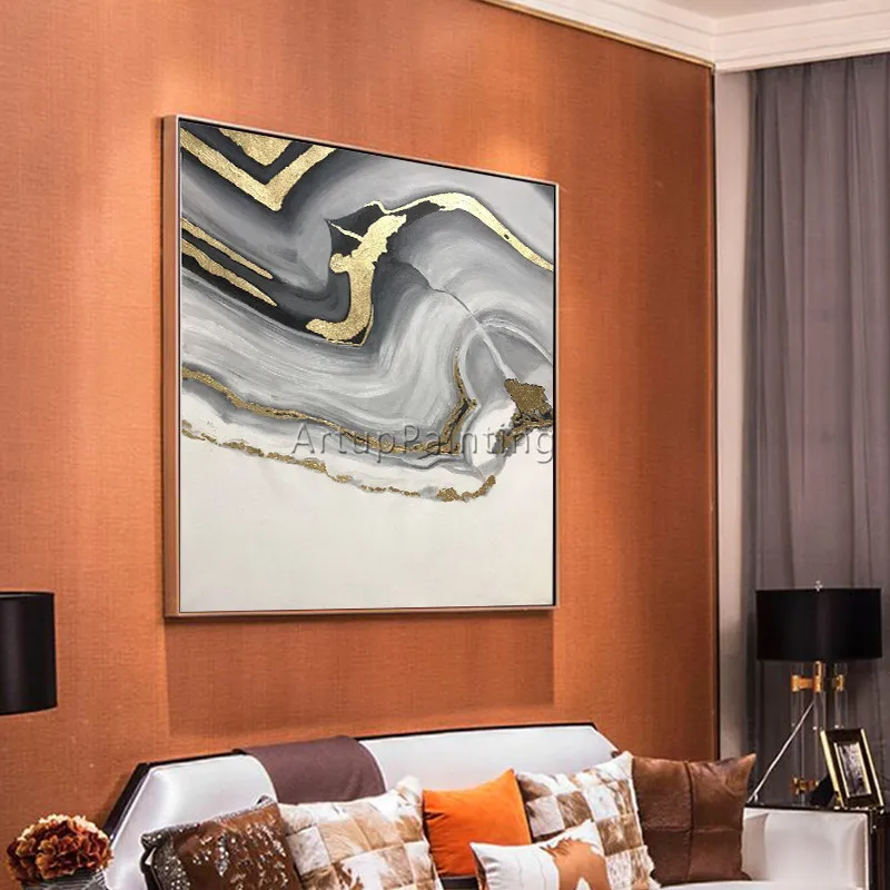 Абстрактная Картина на холсте акриловая Золотая картина quadros caudros decoracion