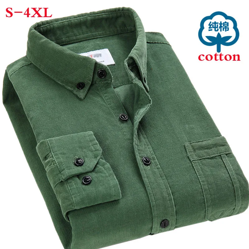 

Woxingwosu men's cotton corduroy long sleeved shirt, men's wear, Casual Shirts, Size S to 3XL 4XL