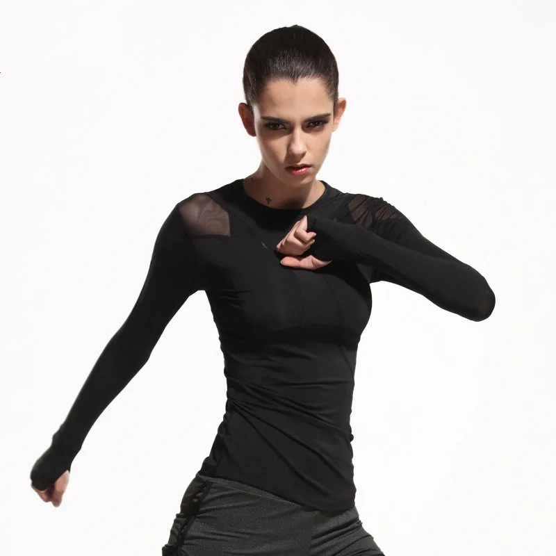 KARYZON женские Yoga T-Shirt Воздухопроницаемой Сеткой Фитнес Топ О-Образным Вырезом Slim Fit
