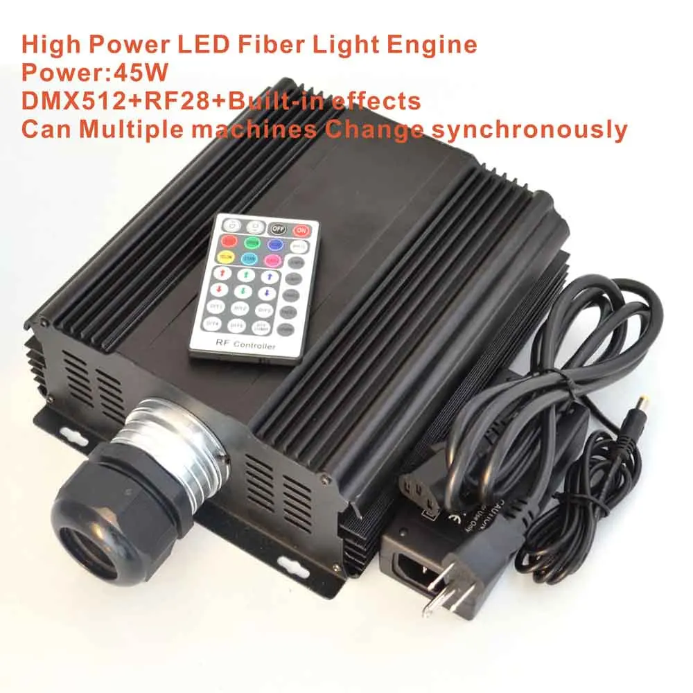 45 Вт RGB Fibra Optica DMX512 мощность LED волоконно оптический двигатель драйвер с 28key RF пульт