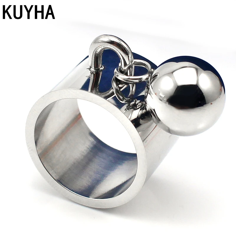 Charm Rings Jewelry with Sphere Round Pendant Personality Unique Punk party Disco Stainless Steel Metal Ball Ring for Women