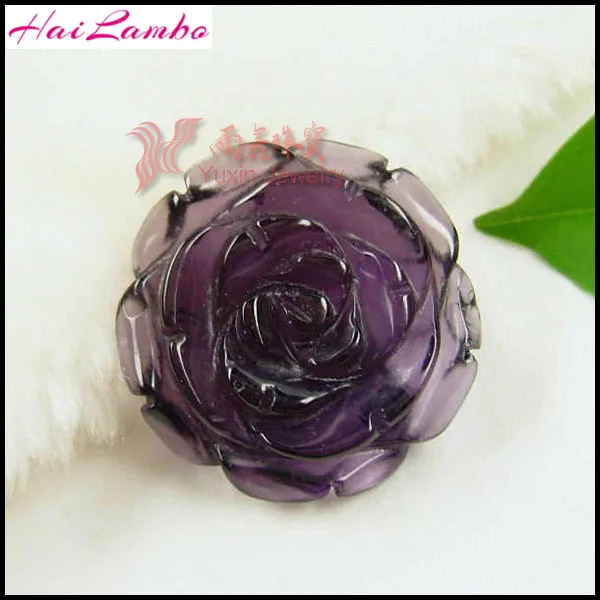 

Fashion Natural Obsidian Green Aventurine Rose Pink Quartz Amethysts Jaded Pendant Flower Pendant Figurine Luck Jewelry Gift