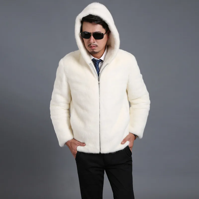 Новинка 2018 мужское замшевое пальто мужская куртка с капюшоном из меха норки и