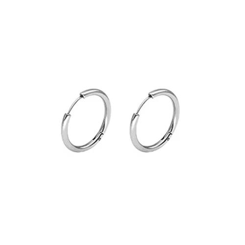 1pair Silver Лаконичные мужские Wo для мужчин s для девочек и женщин, высококачественные гладкие круглые сережки, медицинские антиаллергенные ювелирные изделия из нержавеющей стали - Окраска металла: 1pair Silver