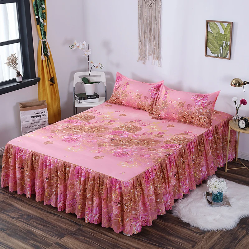 Bed Skirt-1 Домашний текстиль покрывало на кровать в европейском стиле покрывало из полиэстера и хлопка постельное белье с цветными цветами 150x200 см Размер королевы - Цвет: Bed Skirt-1