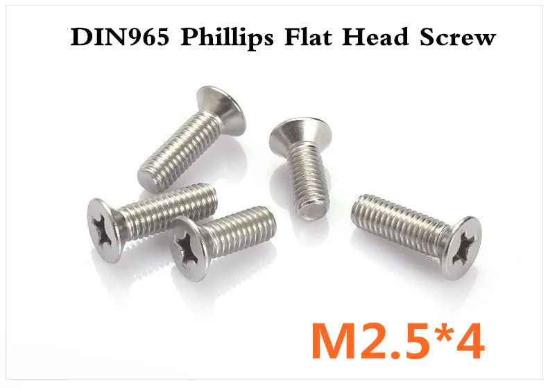 1000 шт./лот DIN965 M2.5 * 4 Нержавеющая сталь A2 Phillips плоская головка (поперечные