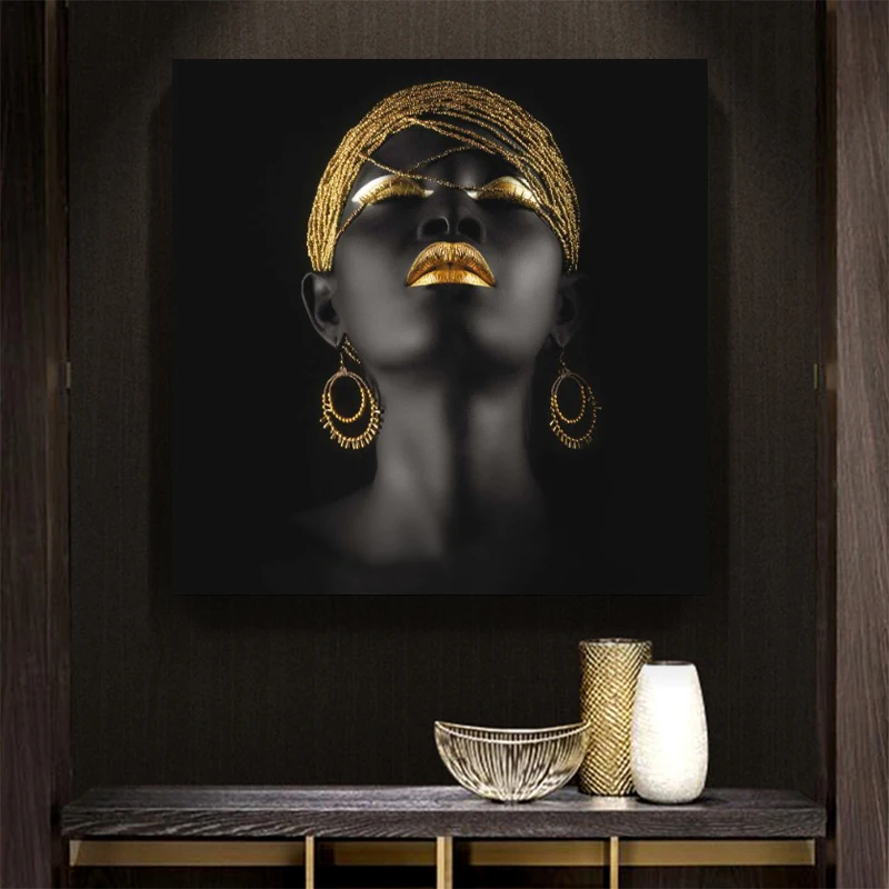 

70x70cm - Canvas Painting Wall Art Pictures Prints Black Woman on Canvas No Frame Home Decor Wall Poster Decor for Living Room