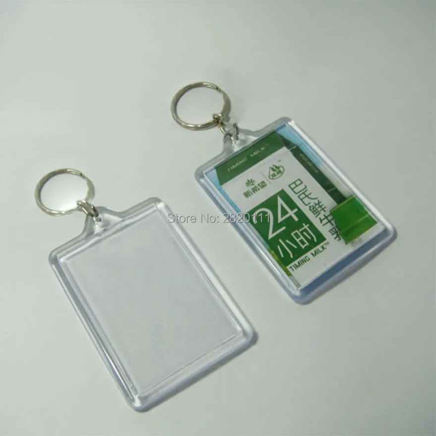 Оптовая продажа 50 шт. пустые акриловые квадратные и прямоугольные фото брелки