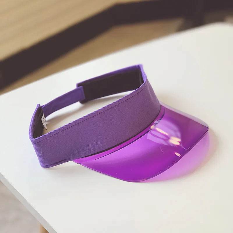 purple Летняя уличная Мужская УФ-защита ПВХ пластиковая жесткая Кепка с козырьком от солнца Wo Мужская прозрачная дилерская теннисная пляжная шляпа защита Snapback шапки - Цвет: purple